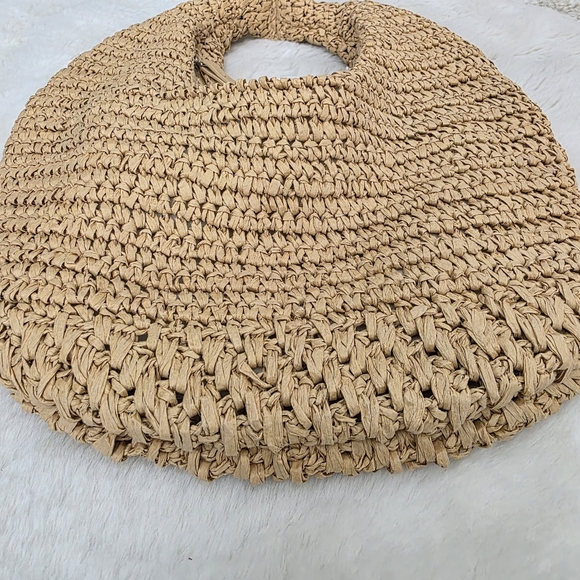 MNG By Mango Tan Round Natural Fiber Woven Shoulder Bag - Picture 10 of 10